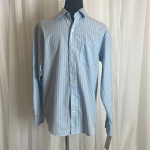 NWT Light Blue GREENDOG/82 ZERO pinstripe Long Sleeve Dress Shirt, size M